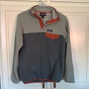 Patagonia Two-Tone Fleece Pullover in Gray and Orange